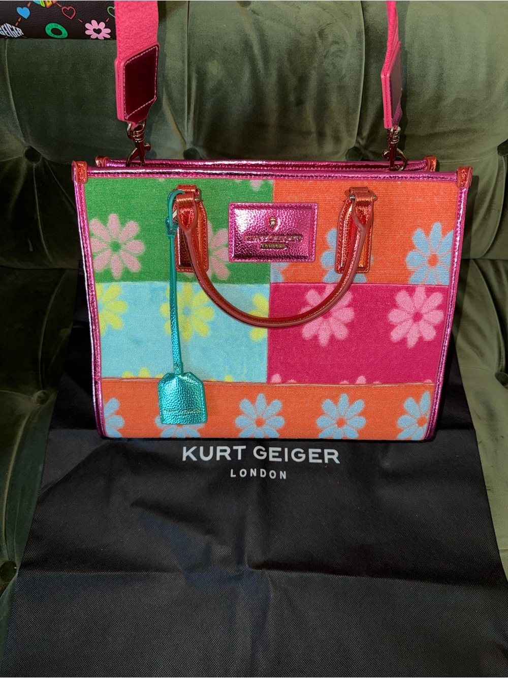 Kurt Geiger Chiswick Floral Tote Bag with dust bag - Picture 3 of 16